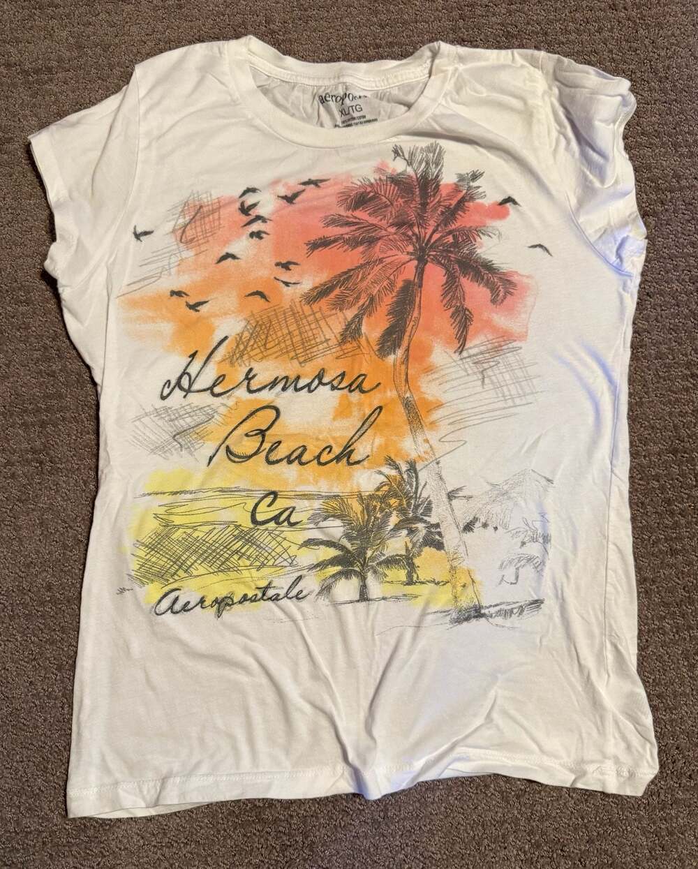 Vintage Aeropostale Hermosa Beach Graphic T-Shirt Size XL